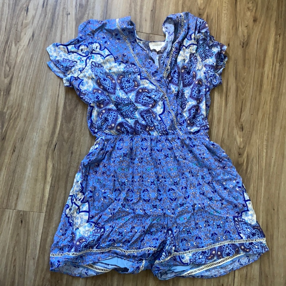 Boho blue romper,